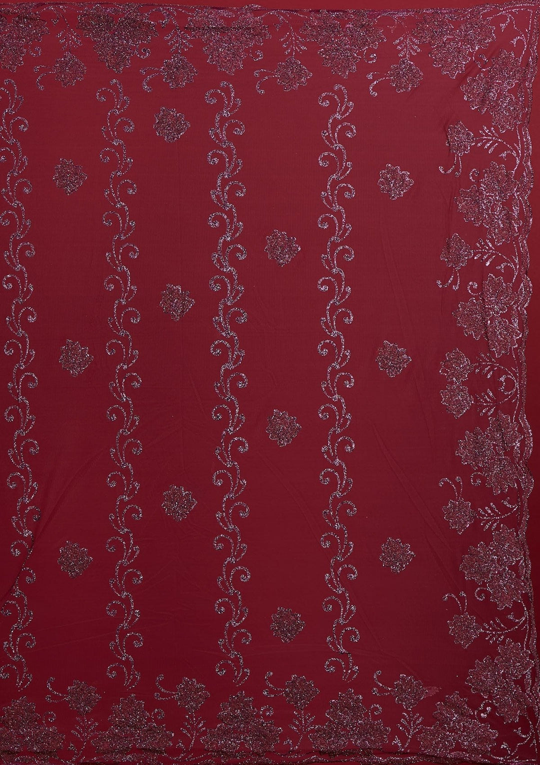 Wine Glitter Net Designer Gown - Koskii