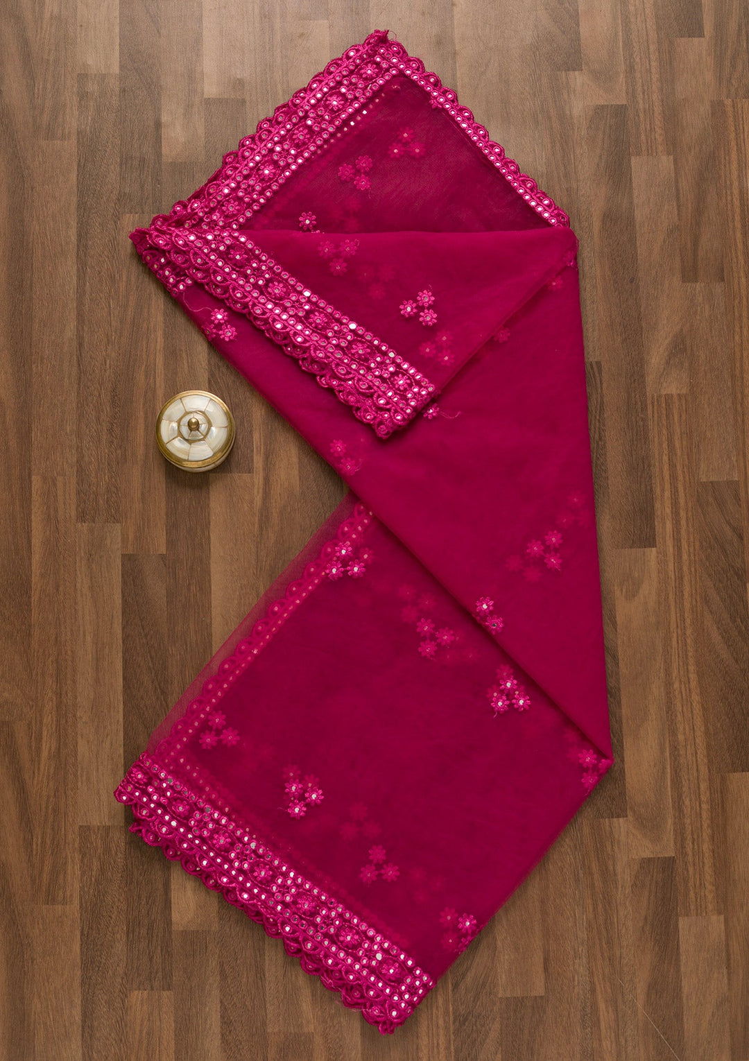 Wine Gotapatti Net Dupatta-Koskii