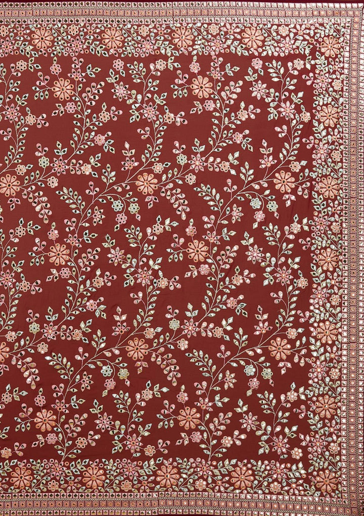 Wine Gotapatti Georgette Designer Saree - Koskii