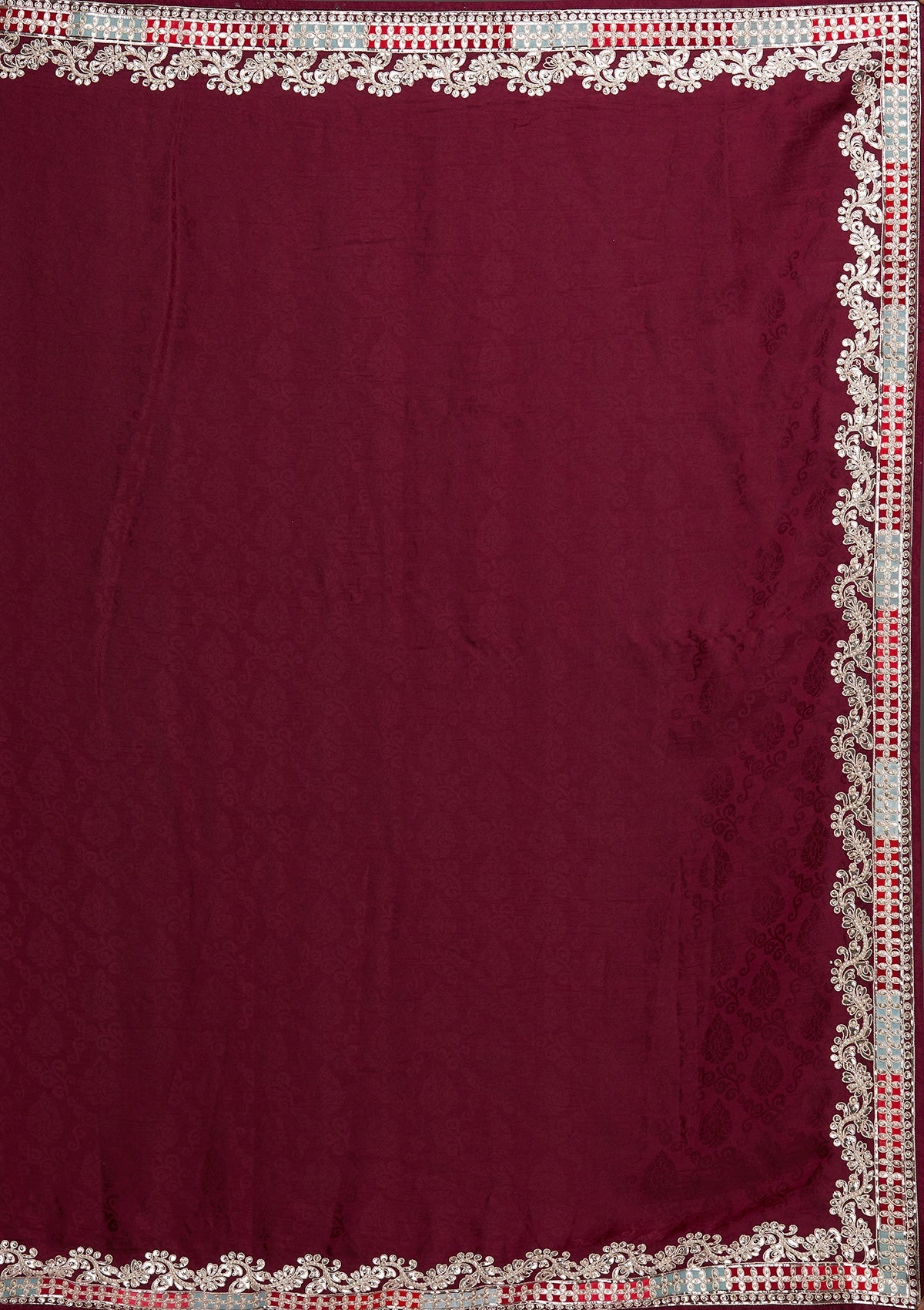 Wine Gotapatti Semi Crepe Saree - Koskii