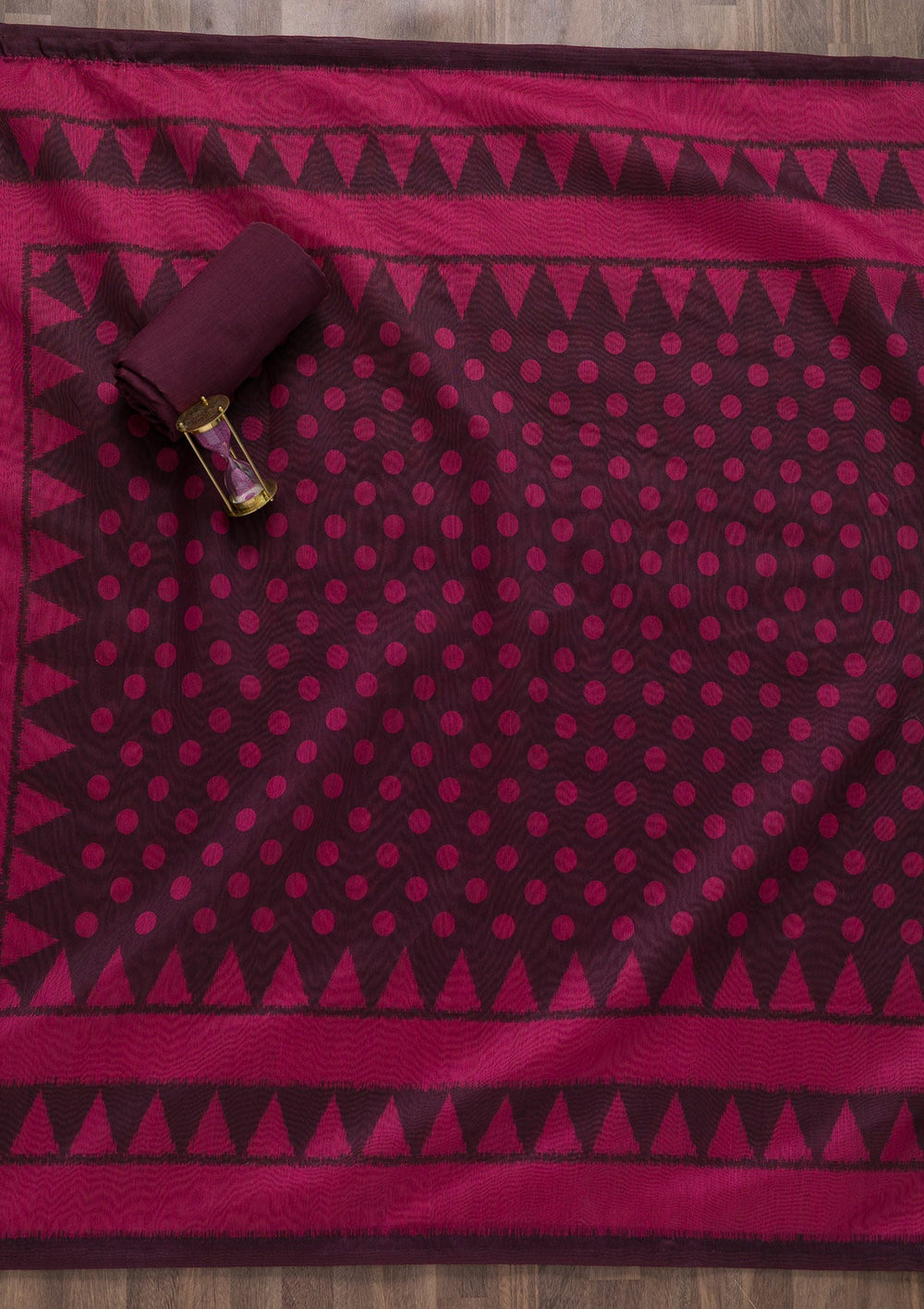 Wine Printed Art Silk Unstitched Salwar Suit-Koskii