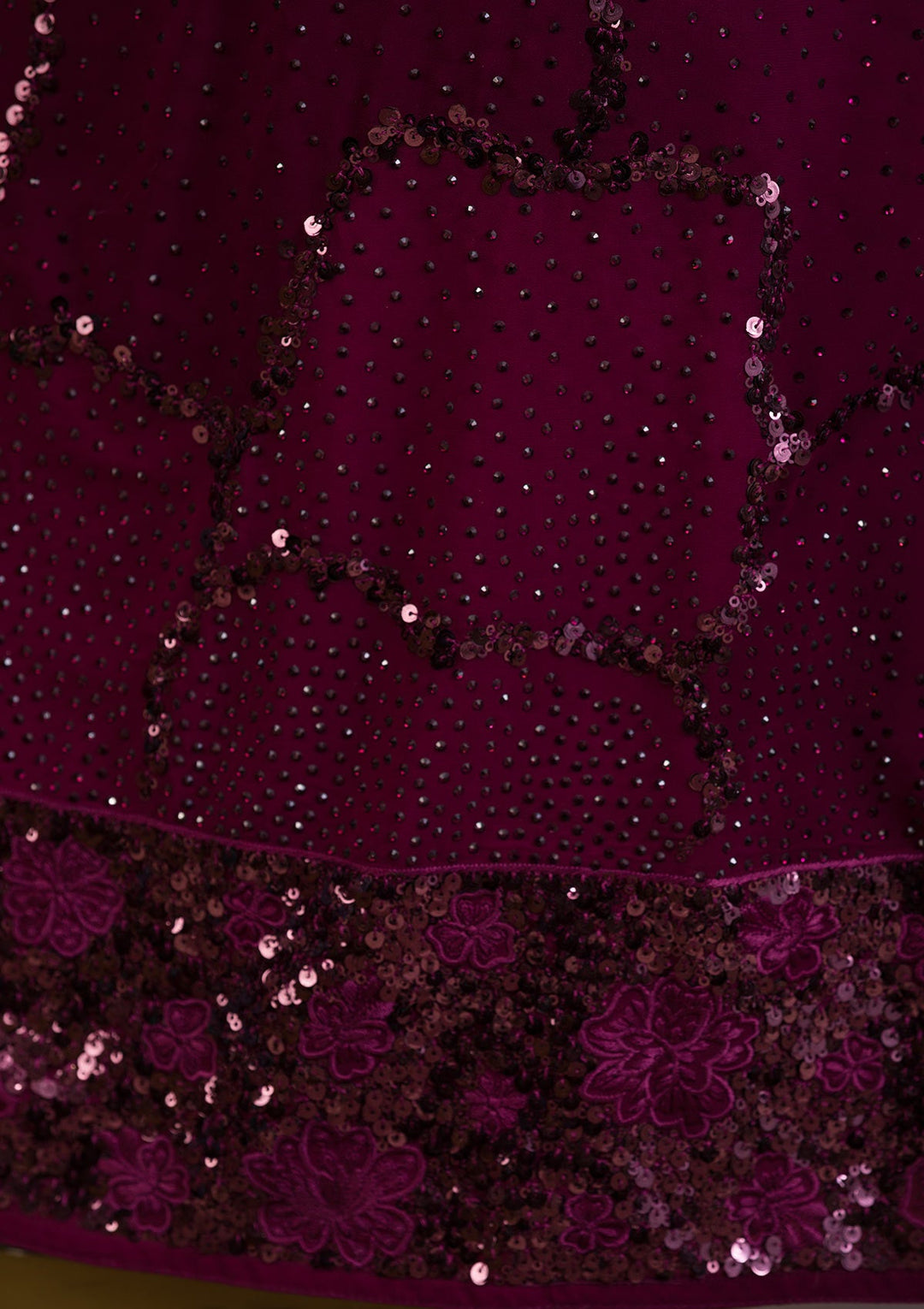 Wine Sequins Georgette Readymade Lehenga-Koskii