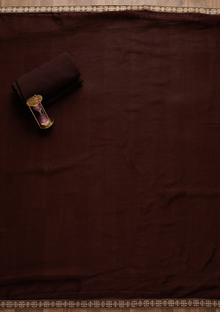 Wine Sequins Georgette Unstitched Salwar Suit-Koskii