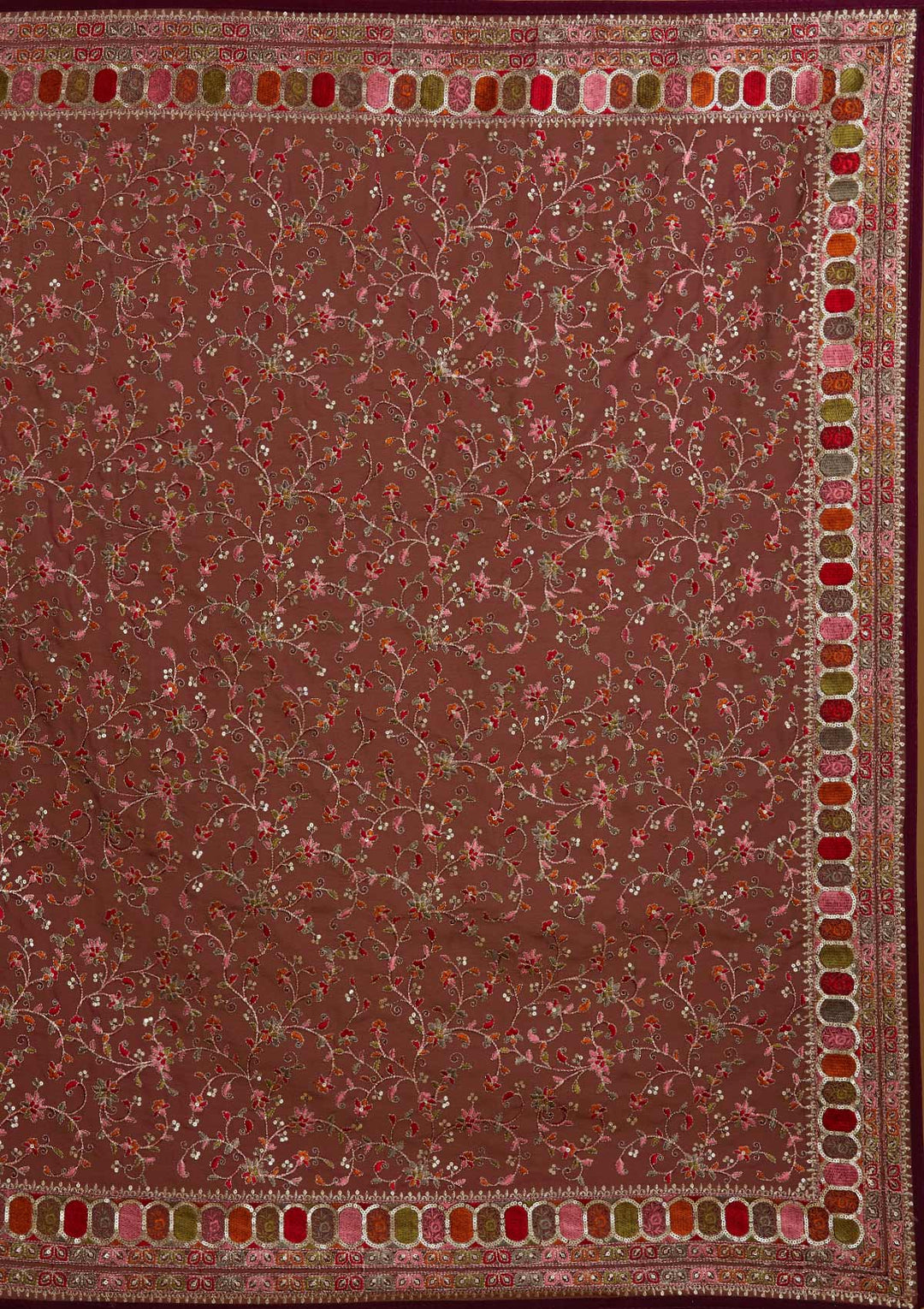 Wine Sequins Georgette Designer Saree - Koskii