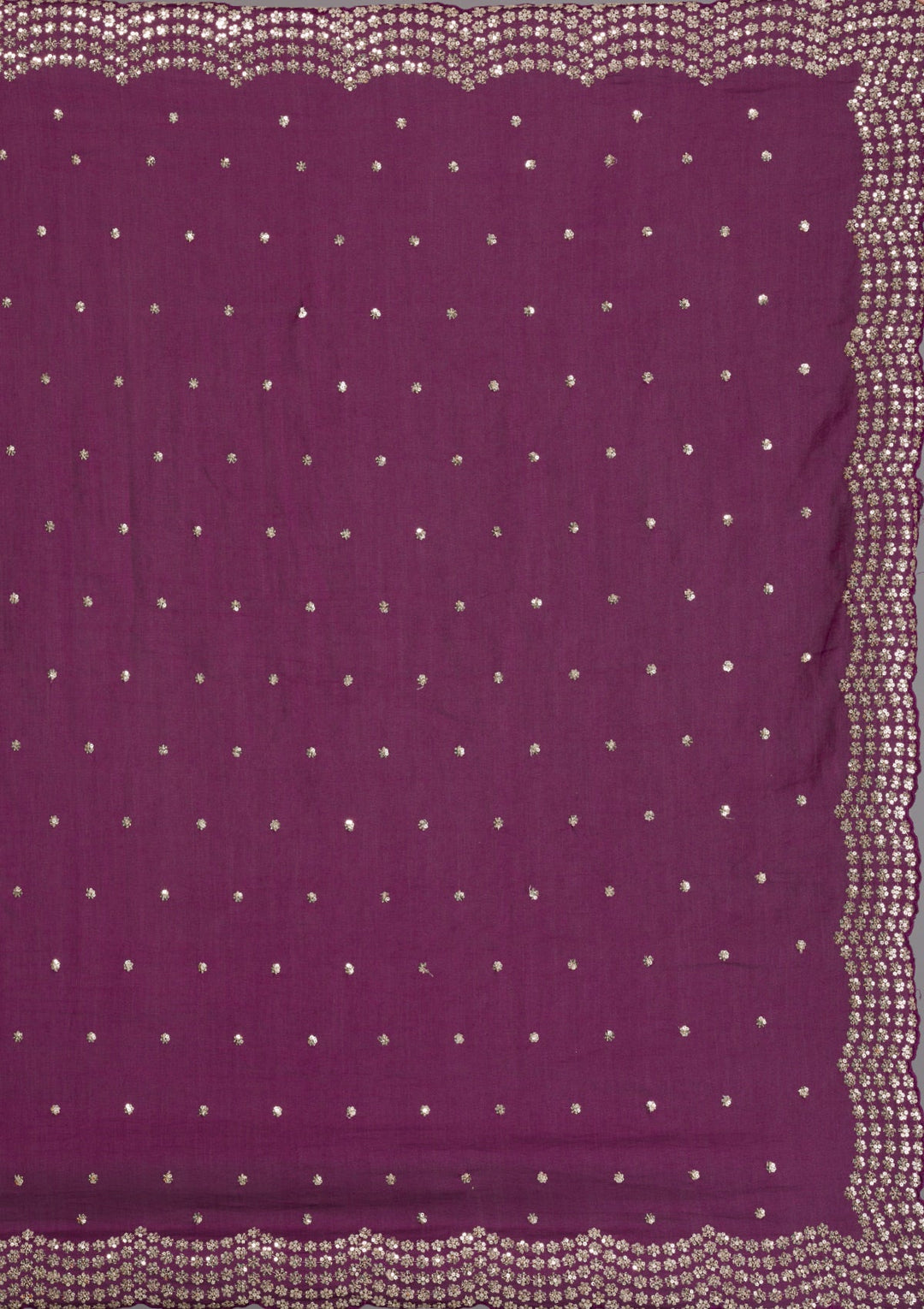 Wine Sequins Raw Silk Saree-Koskii