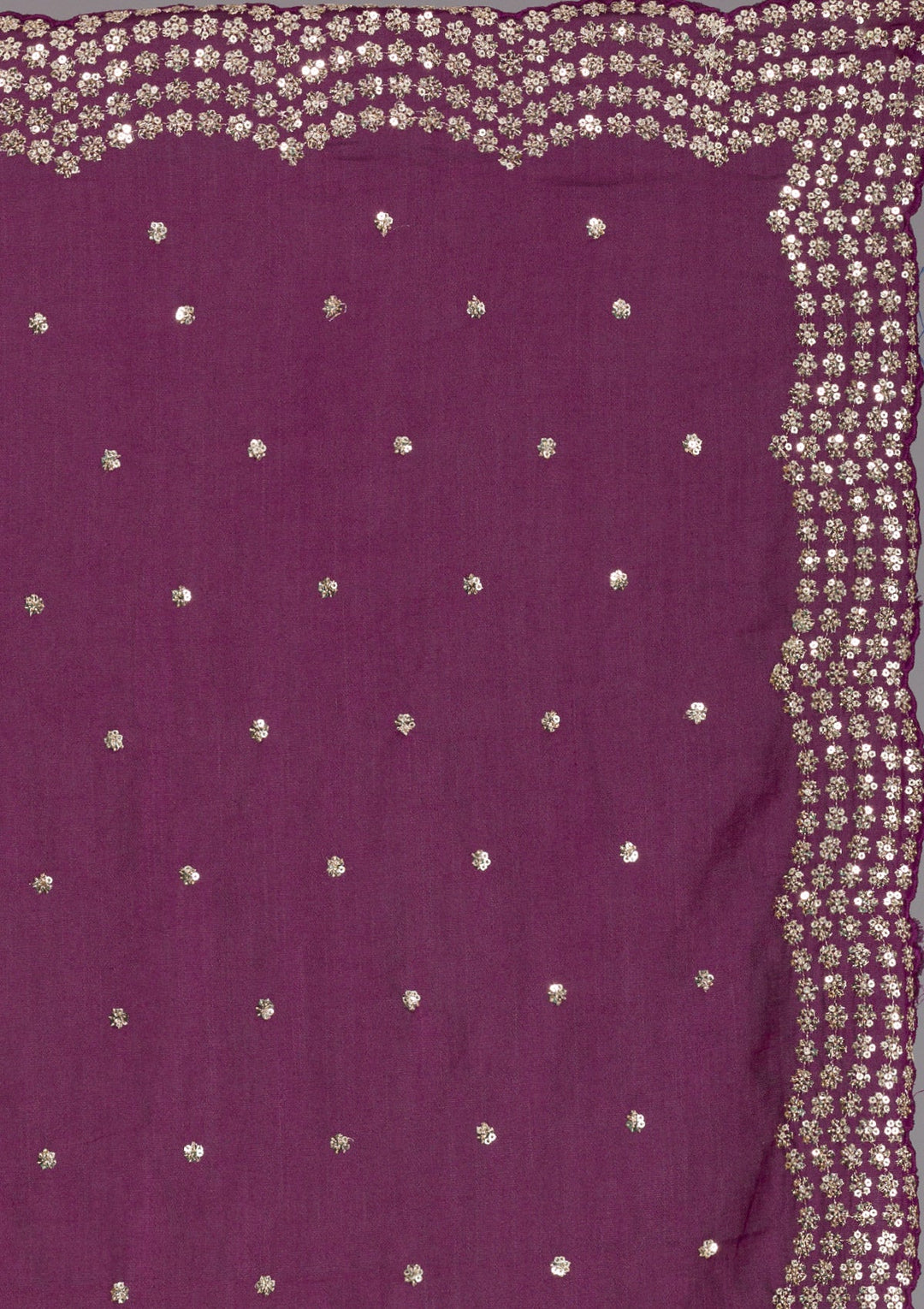 Wine Sequins Raw Silk Saree-Koskii