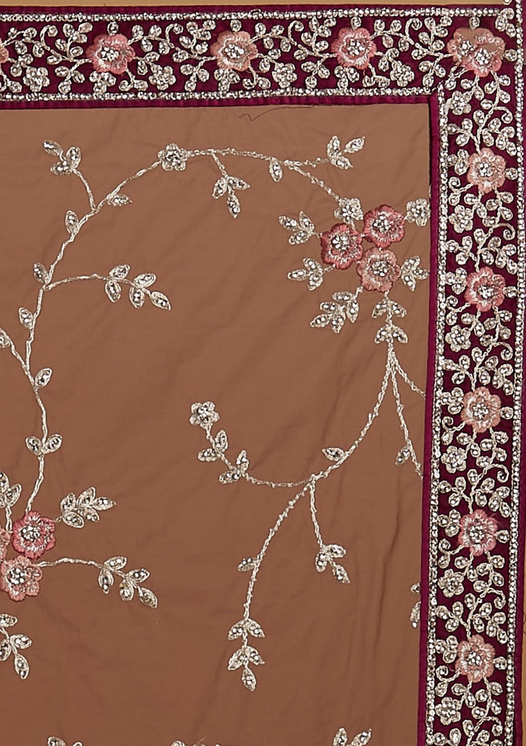 Wine Silver Stonework Raw Silk Designer Semi-Stitched Lehenga - koskii