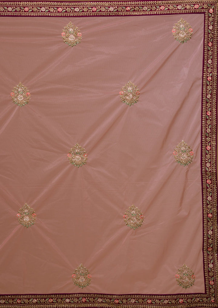 Wine Stonework Georgette Designer Lehenga-Koskii