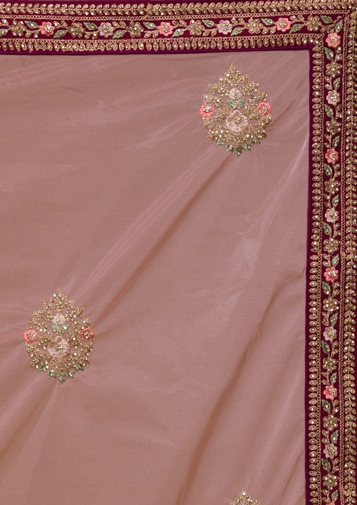Wine Stonework Georgette Designer Lehenga-Koskii