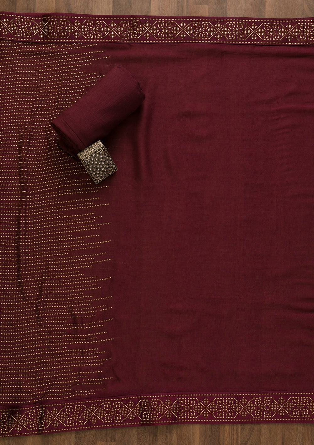 Wine Stonework Georgette Unstitched Salwar Kameez-Koskii