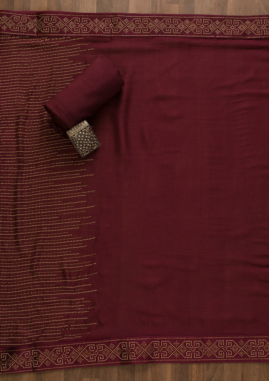 Wine Stonework Georgette Unstitched Salwar Kameez-Koskii