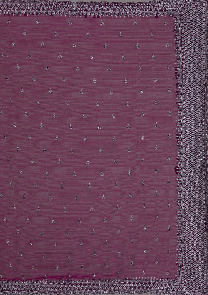 Wine Stonework Georgette Saree-Koskii