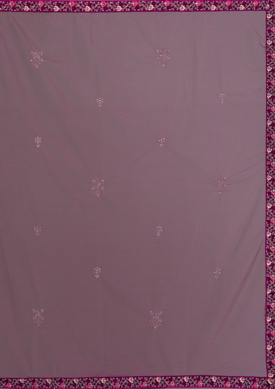 Wine Stonework Net Semi-Stitched Lehenga-Koskii