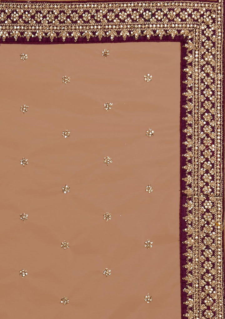 Wine Stonework Raw Silk Designer Readymade Lehenga - Koskii