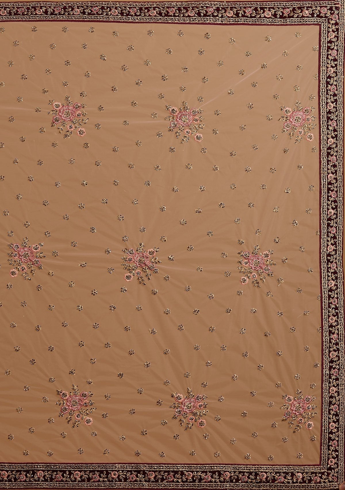 Wine Stonework Velvet Designer Semi-Stitched Lehenga - koskii