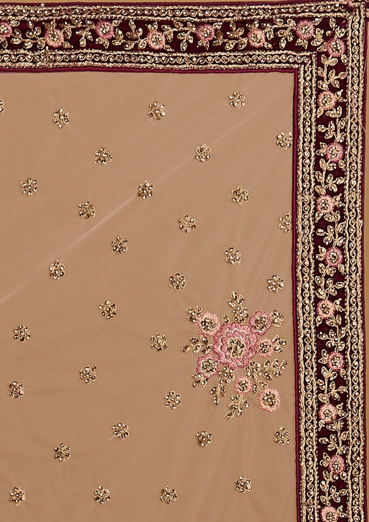Wine Stonework Velvet Designer Semi-Stitched Lehenga - koskii