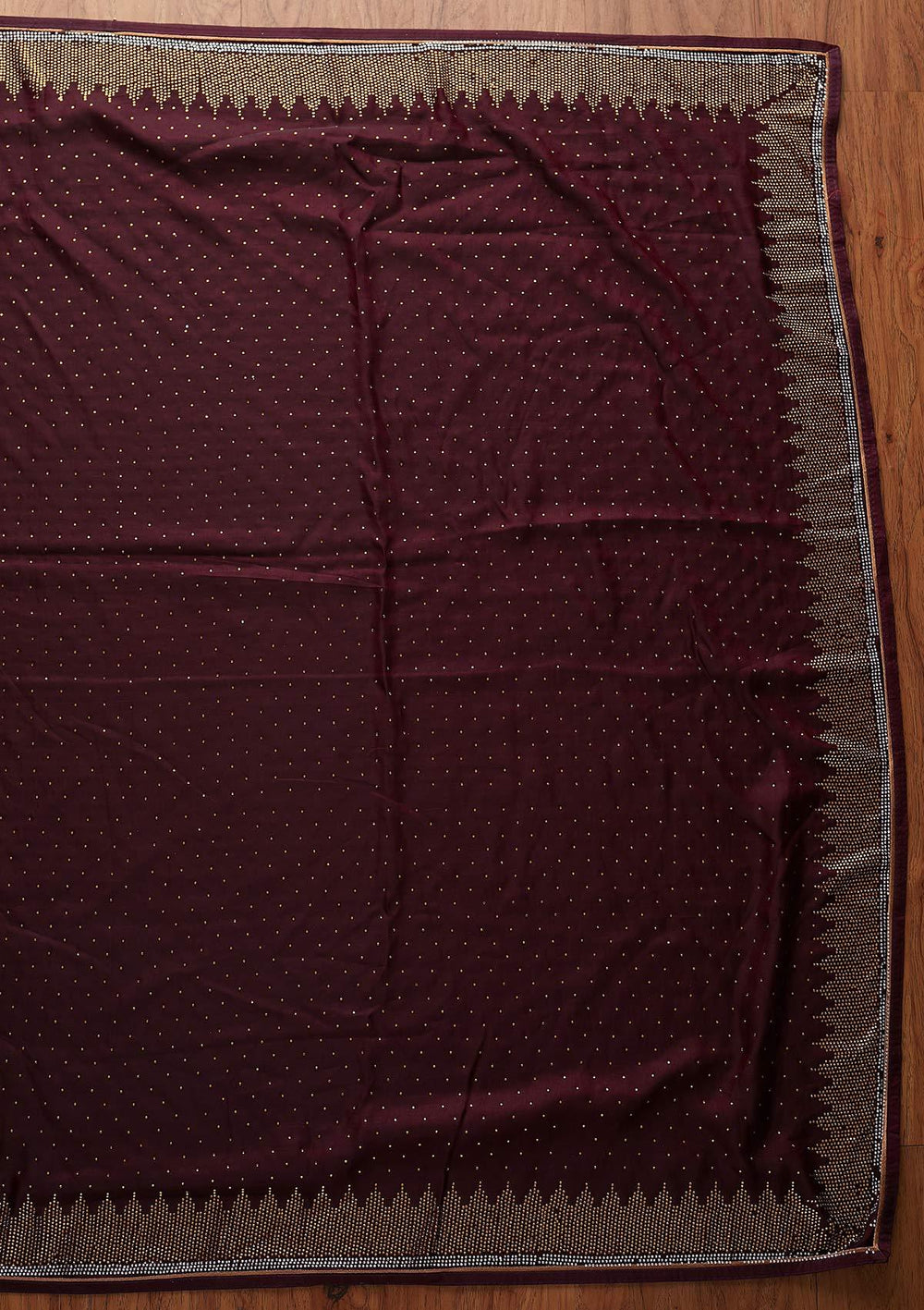 Wine Swarovski Art Silk Designer Saree - koskii