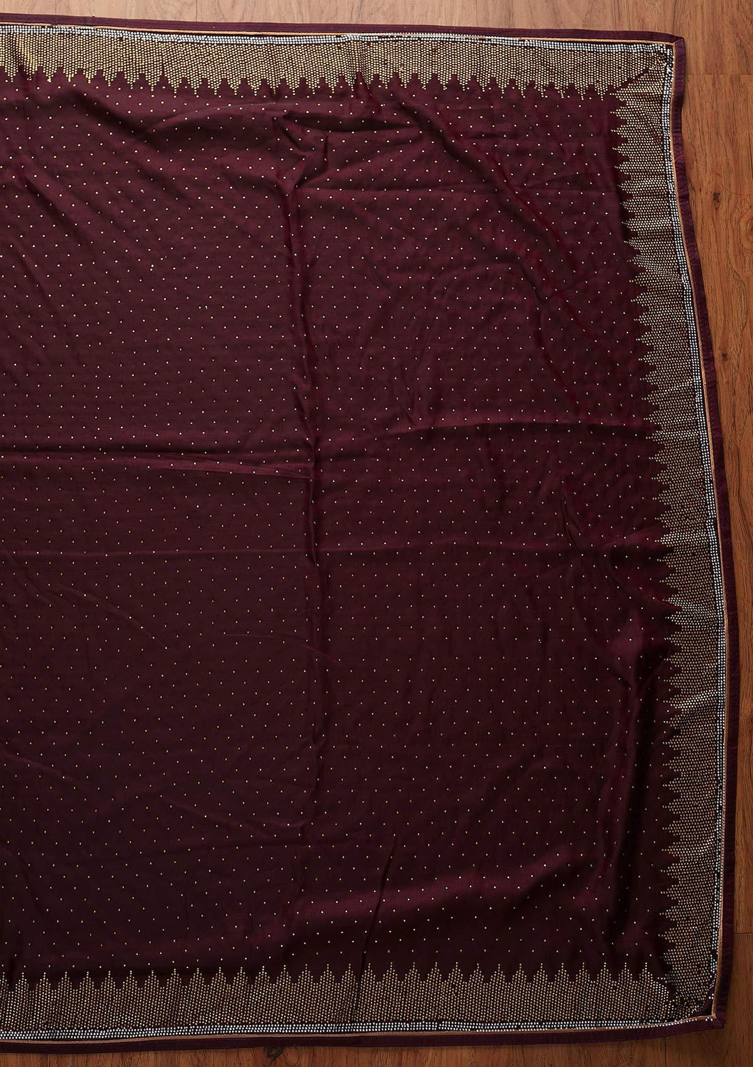 Wine Swarovski Art Silk Designer Saree - koskii