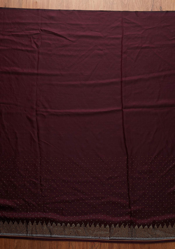 Wine Swarovski Art Silk Designer Saree - koskii
