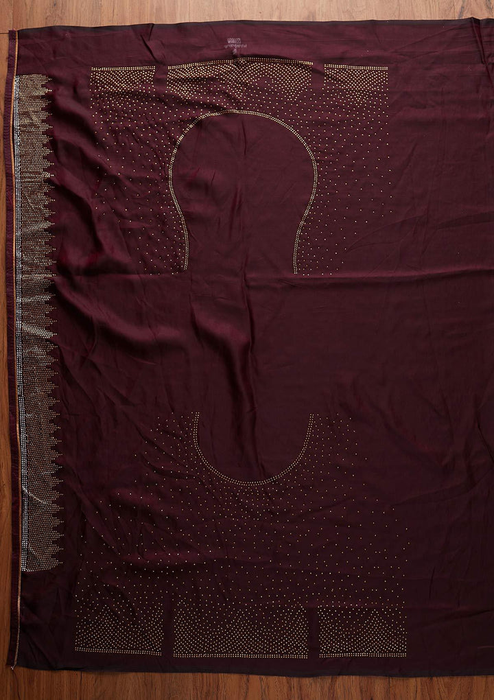 Wine Swarovski Art Silk Designer Saree - koskii