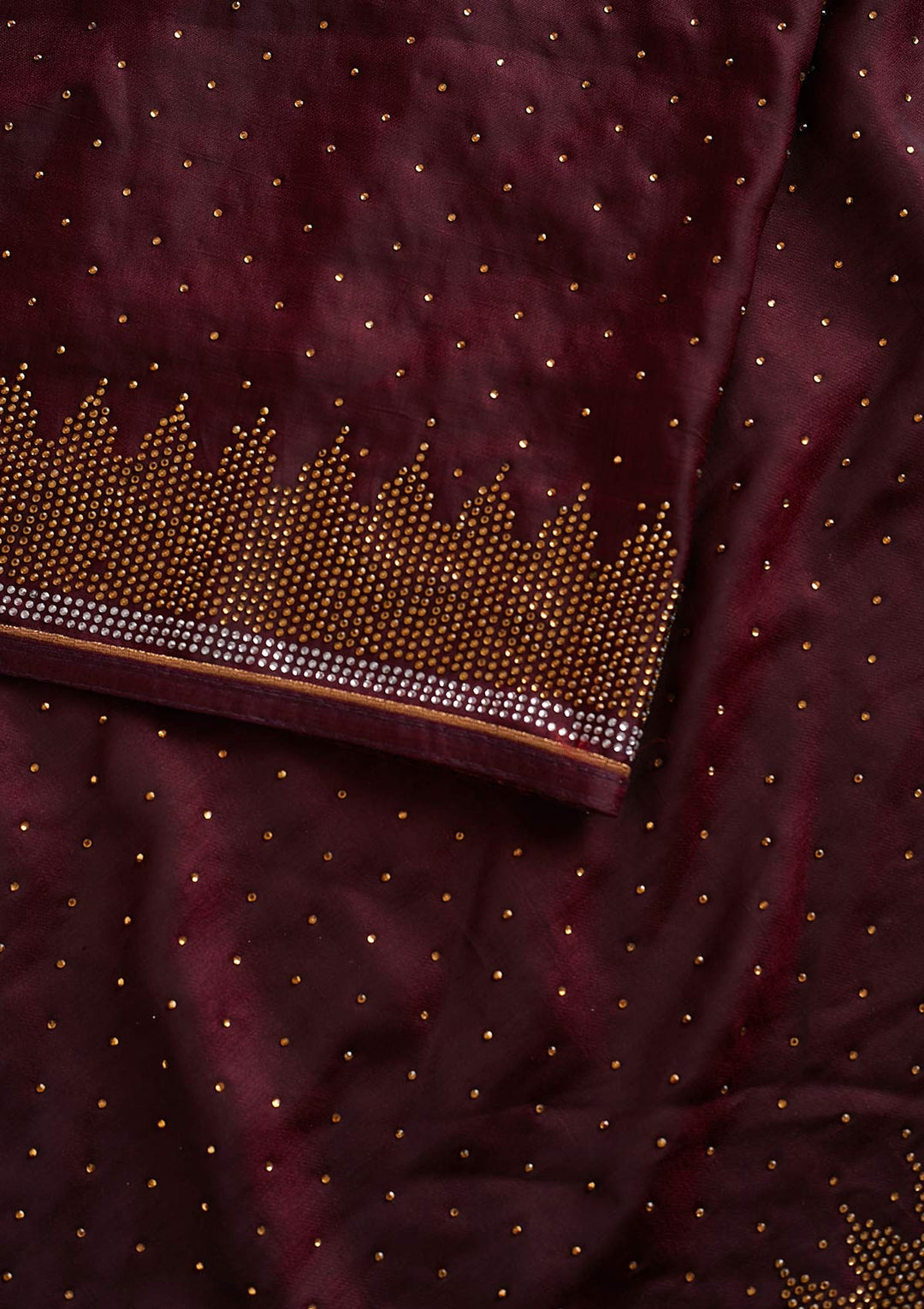 Wine Swarovski Art Silk Designer Saree - koskii