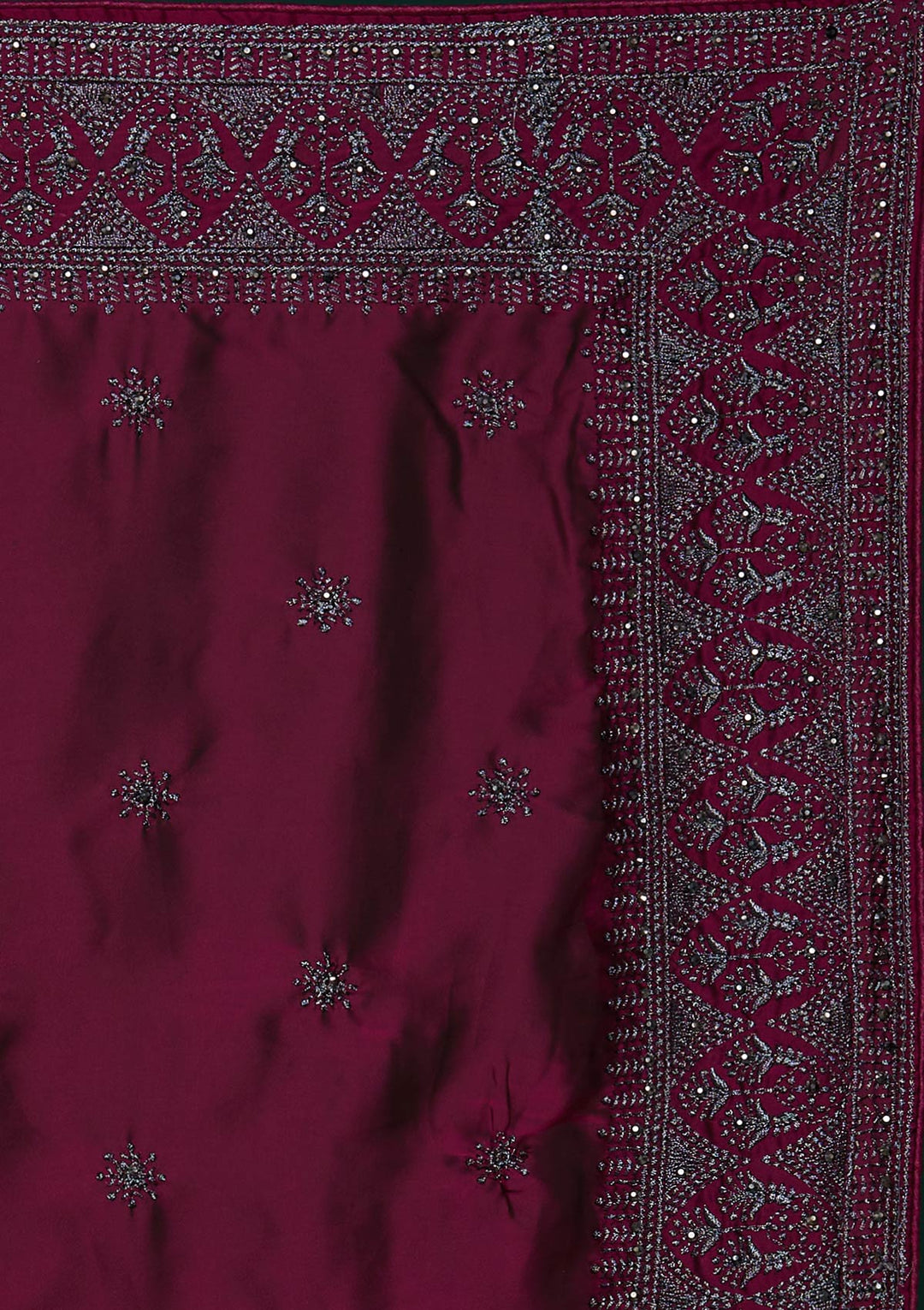 Wine Swarovski Art Silk Designer Saree - Koskii