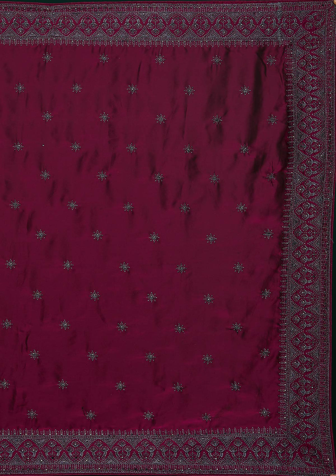 Wine Swarovski Art Silk Designer Saree - Koskii