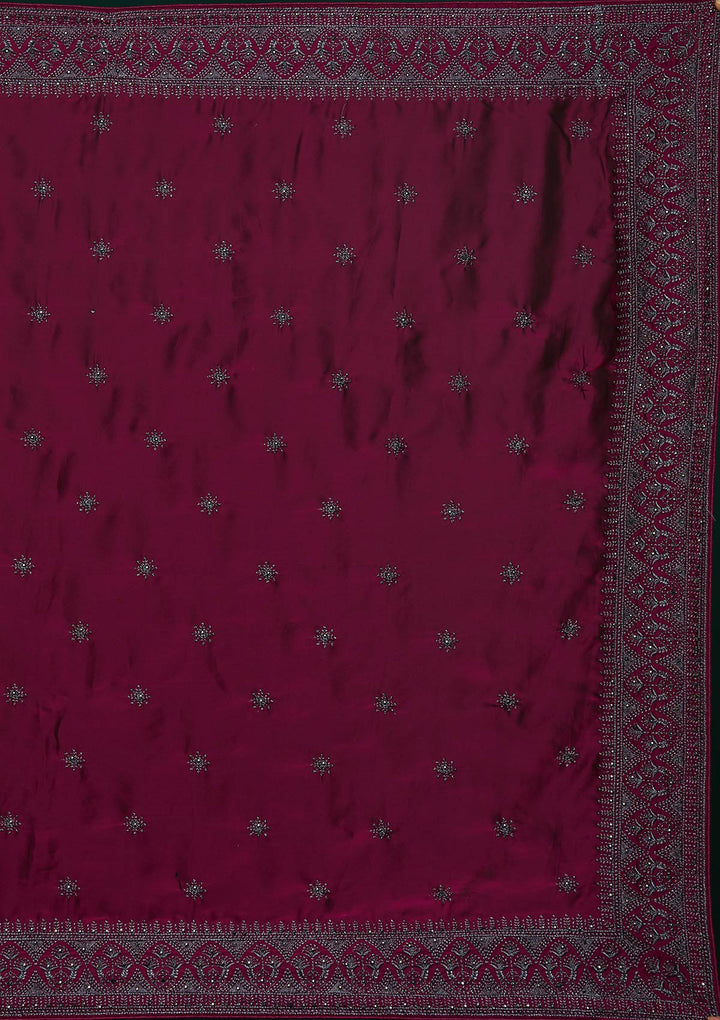 Wine Swarovski Art Silk Designer Saree - Koskii