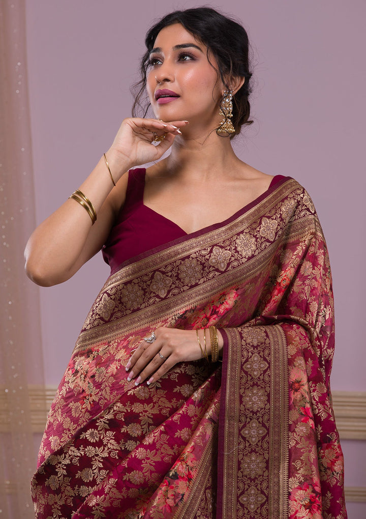 Sea Green Threadwork Tissue Designer Saree-Koskii