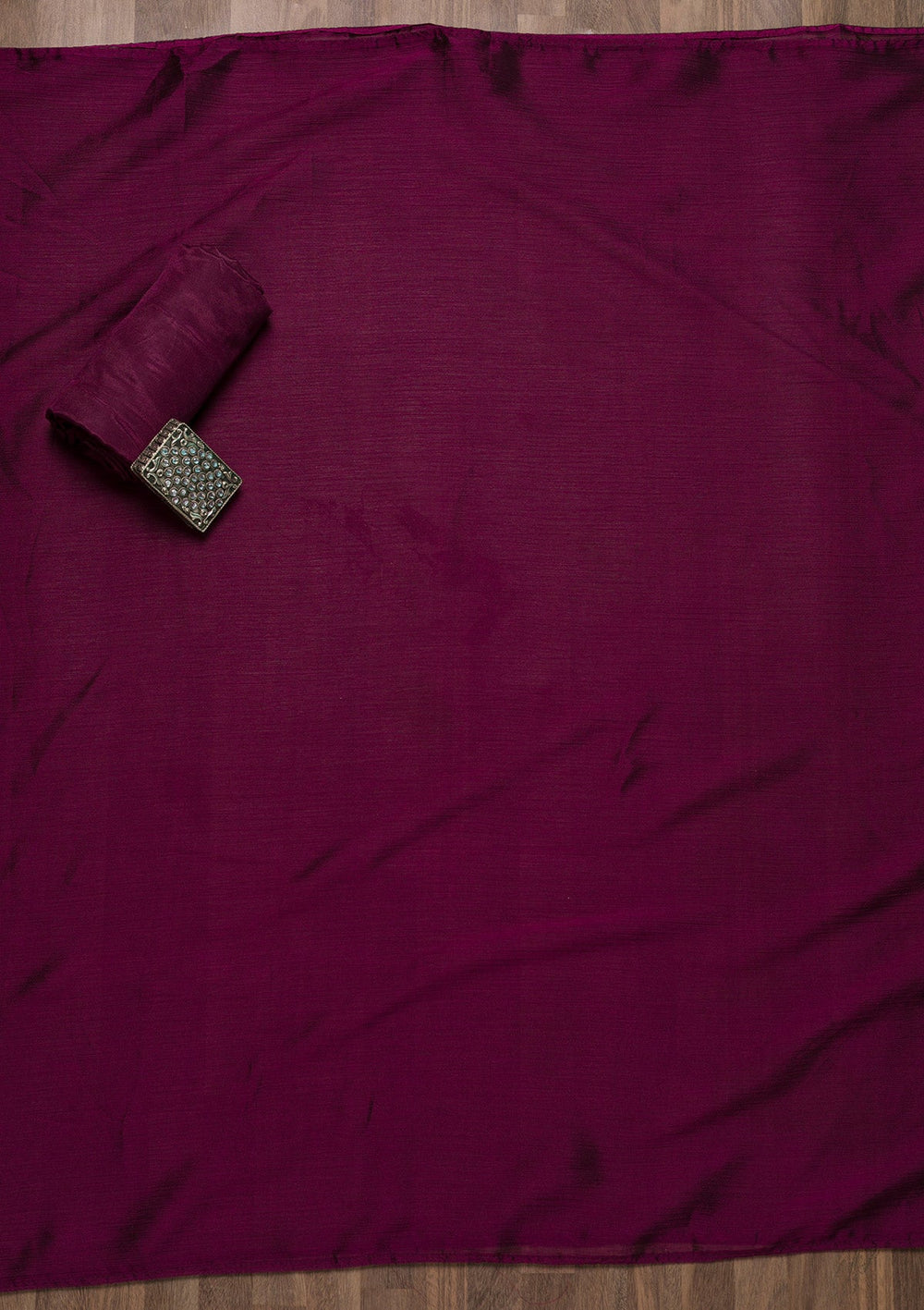 Wine Swarovski Chiffon Unstitched Salwar Suit-Koskii