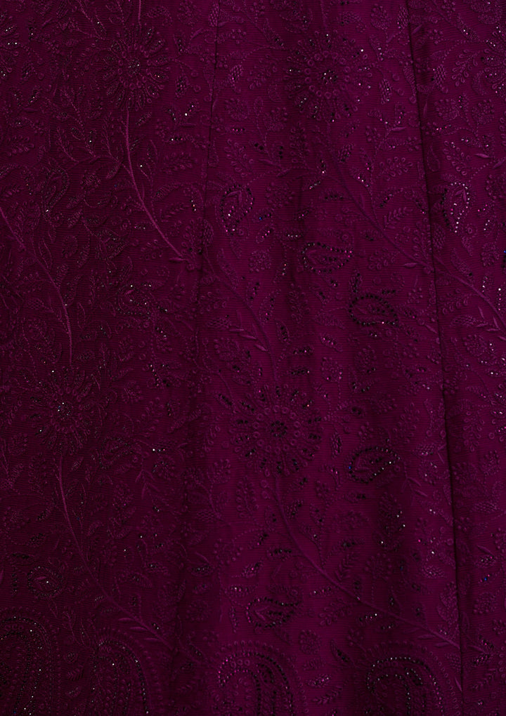 Wine Swarovski Georgette Gown-Koskii