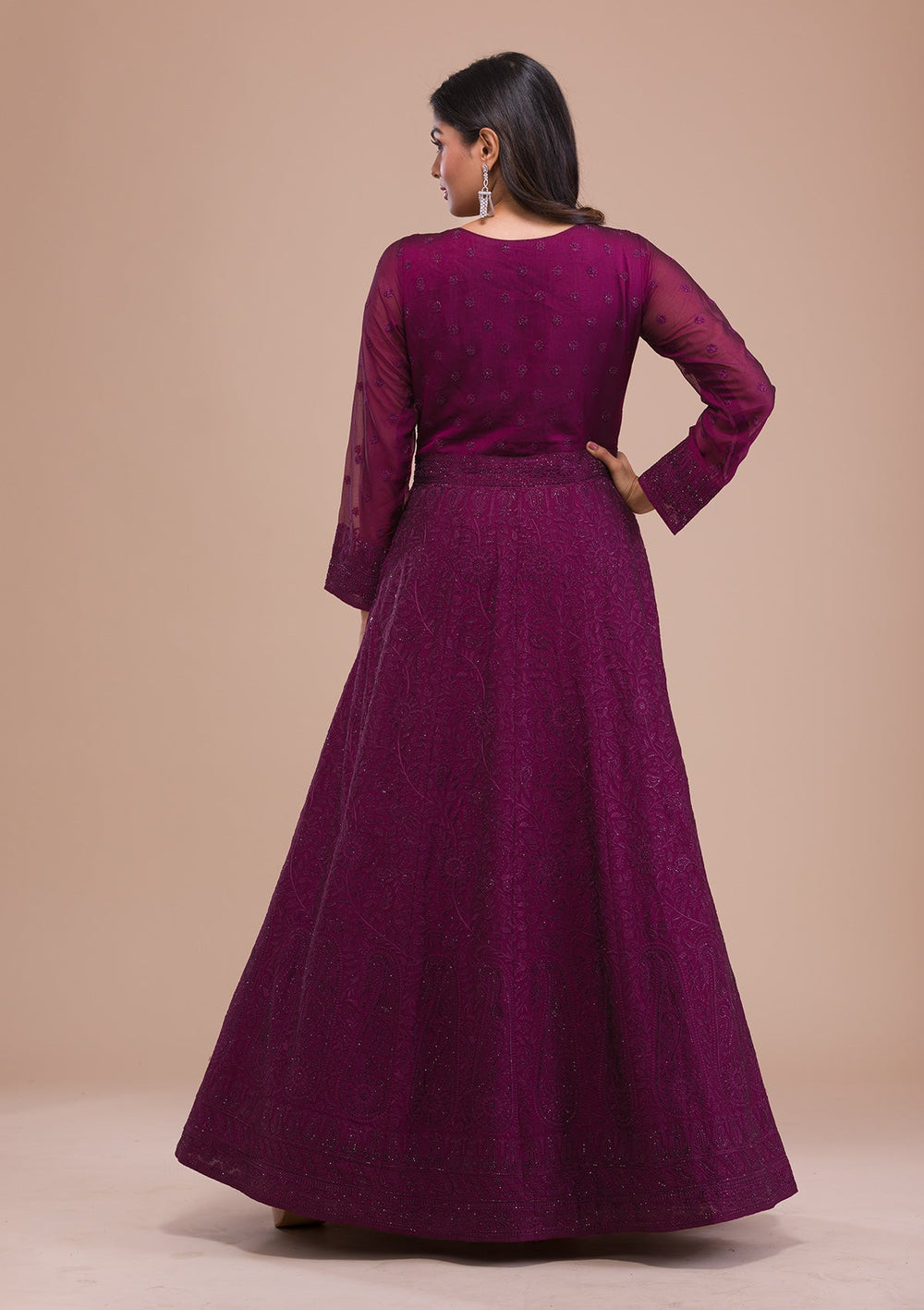 Wine Swarovski Georgette Gown-Koskii
