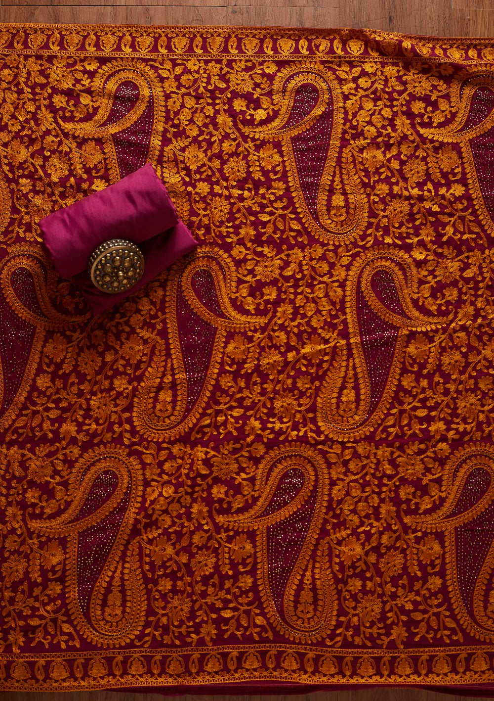 Wine Swarovski Georgette Designer Unstitched Salwar Suit - koskii