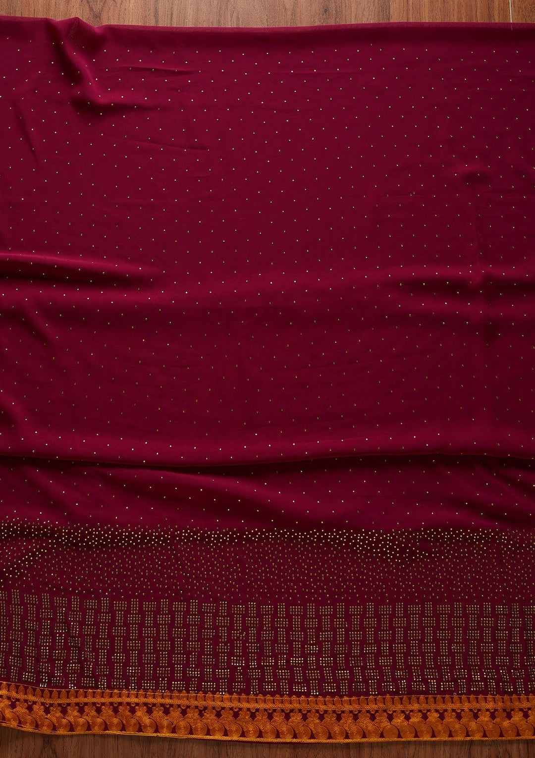 Wine Swarovski Georgette Designer Unstitched Salwar Suit - koskii