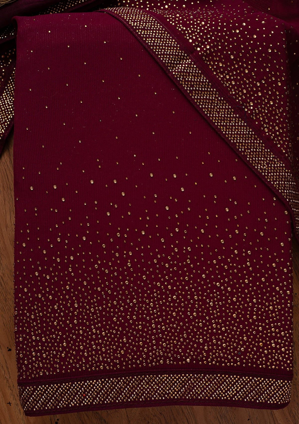 Wine Swarovski Georgette Designer Unstitched Salwar Suit - koskii