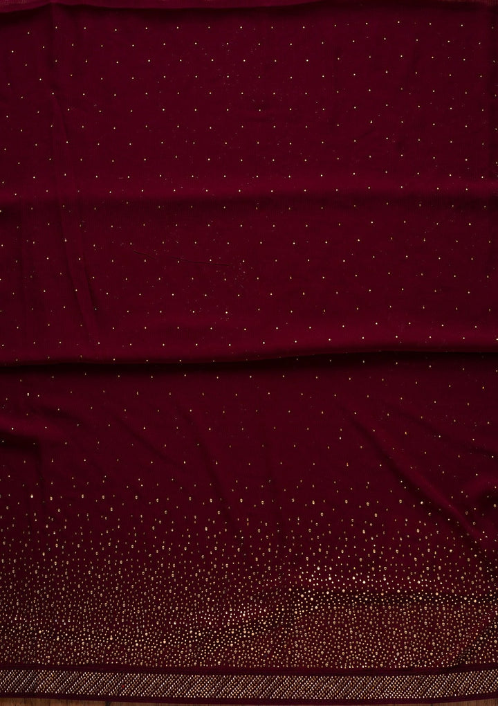 Wine Swarovski Georgette Designer Unstitched Salwar Suit - koskii