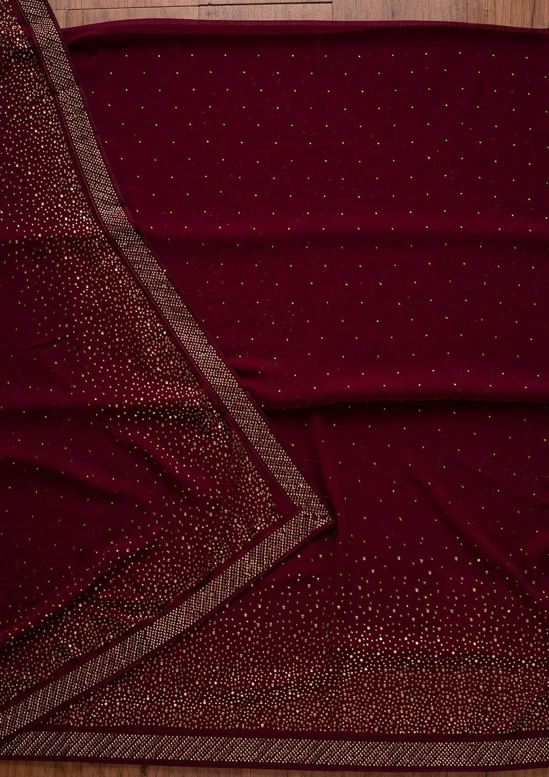 Wine Swarovski Georgette Designer Unstitched Salwar Suit - koskii
