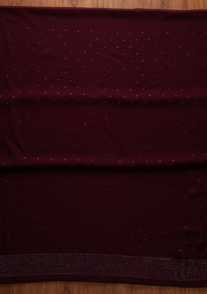 Wine Swarovski Georgette Designer Unstitched Salwar Suit - koskii