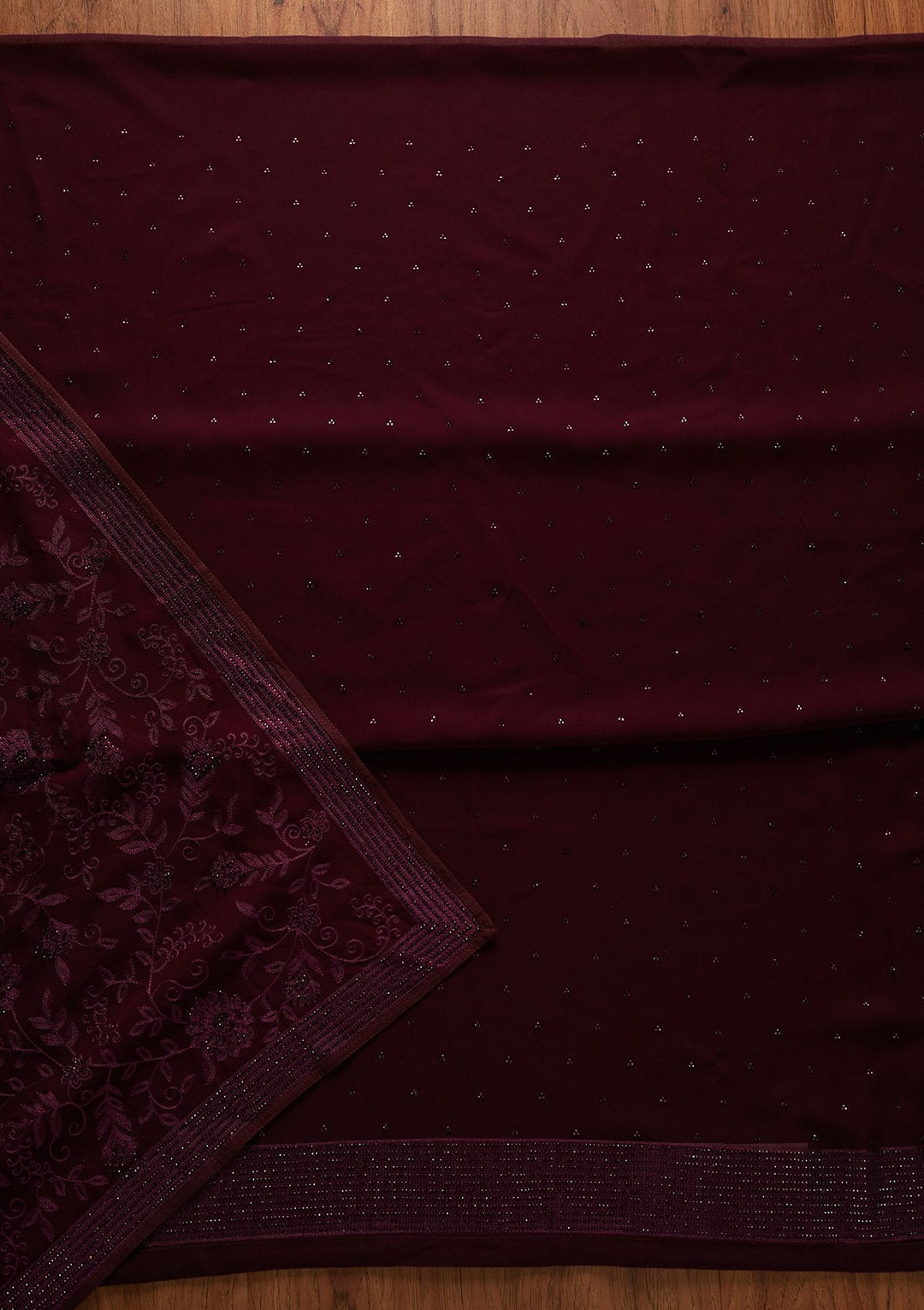Wine Swarovski Georgette Designer Unstitched Salwar Suit - koskii