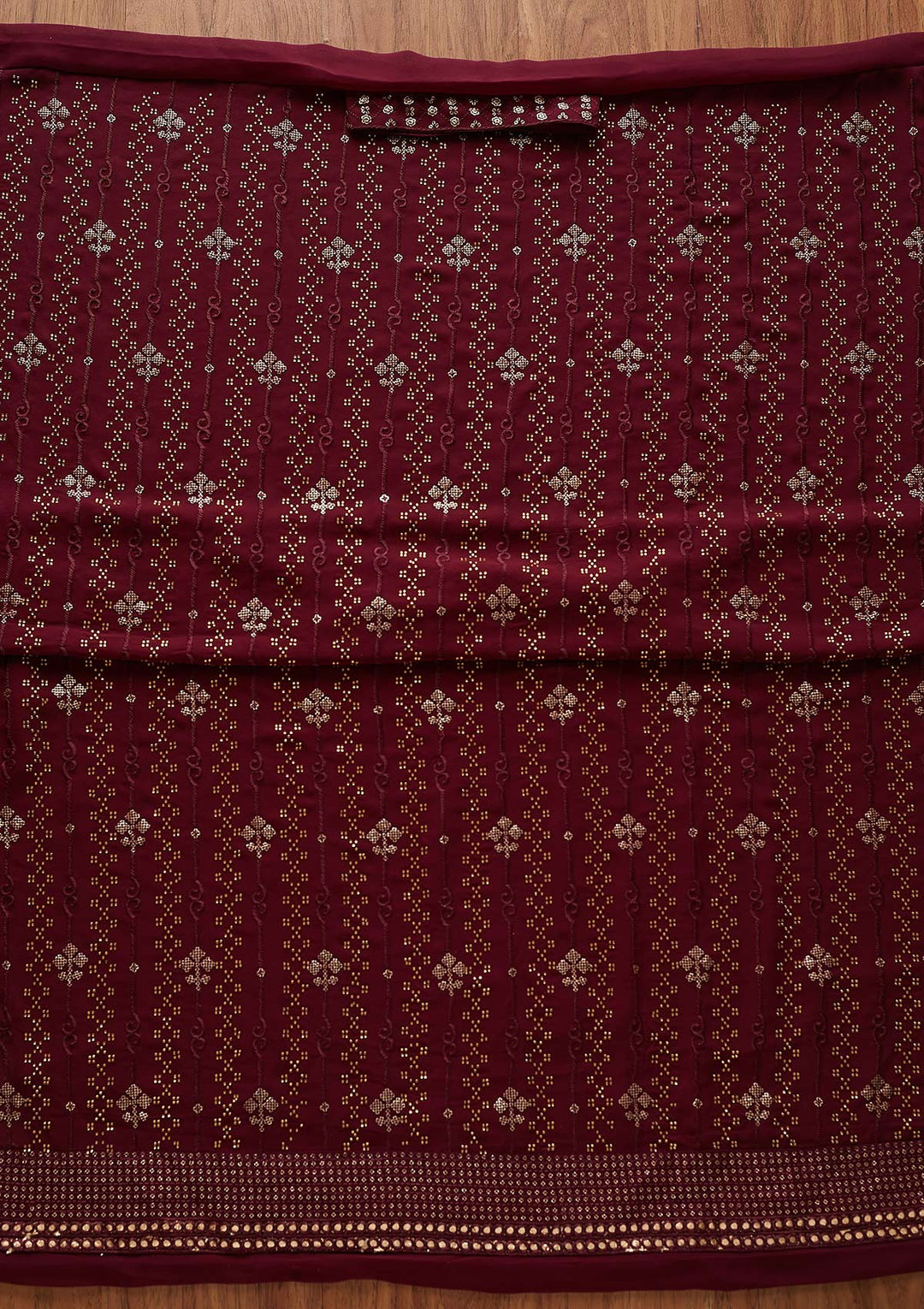 Wine Swarovski Georgette Designer Unstitched Salwar Suit - koskii