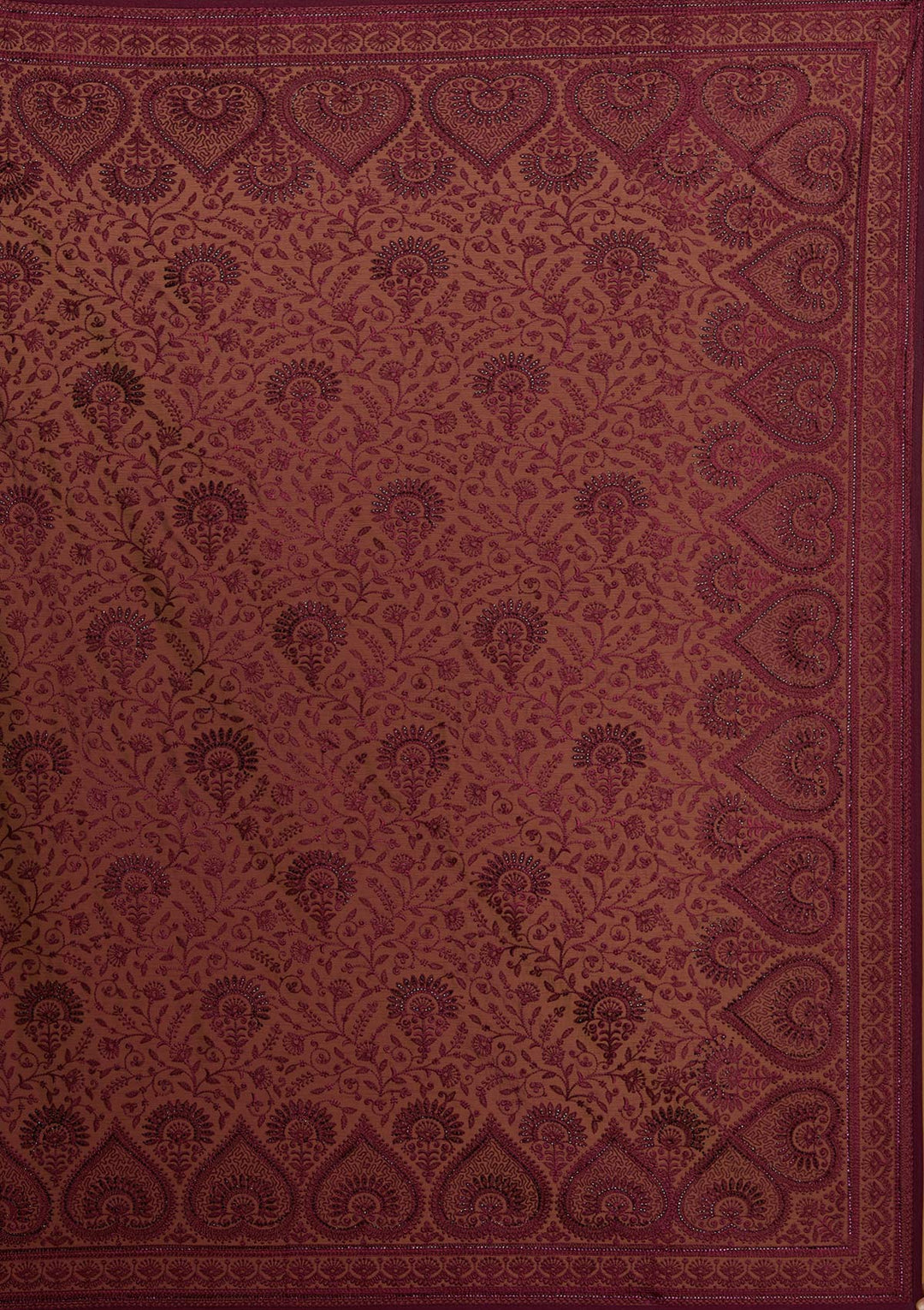 Wine Swarovski Georgette Designer Saree - koskii