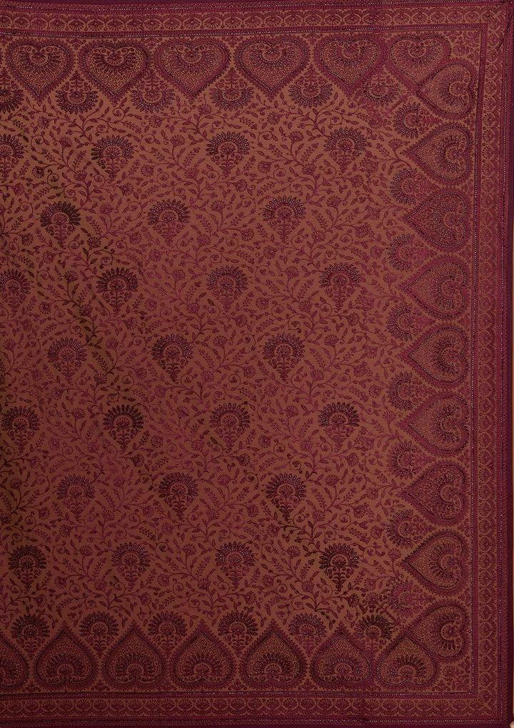 Wine Swarovski Georgette Designer Saree - koskii