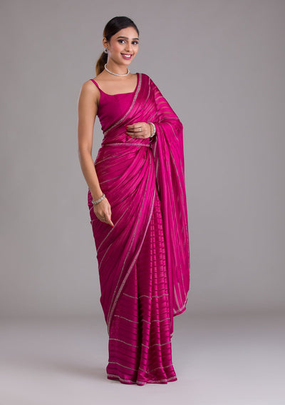 Wine Swarovski Georgette Saree-Koskii