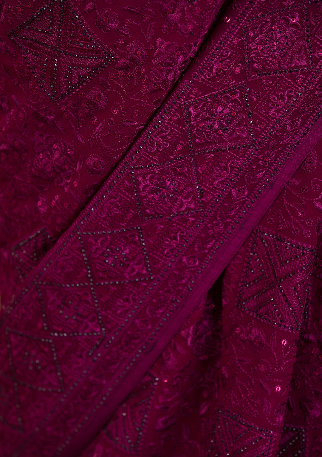 Wine Swarovski Georgette Saree-Koskii