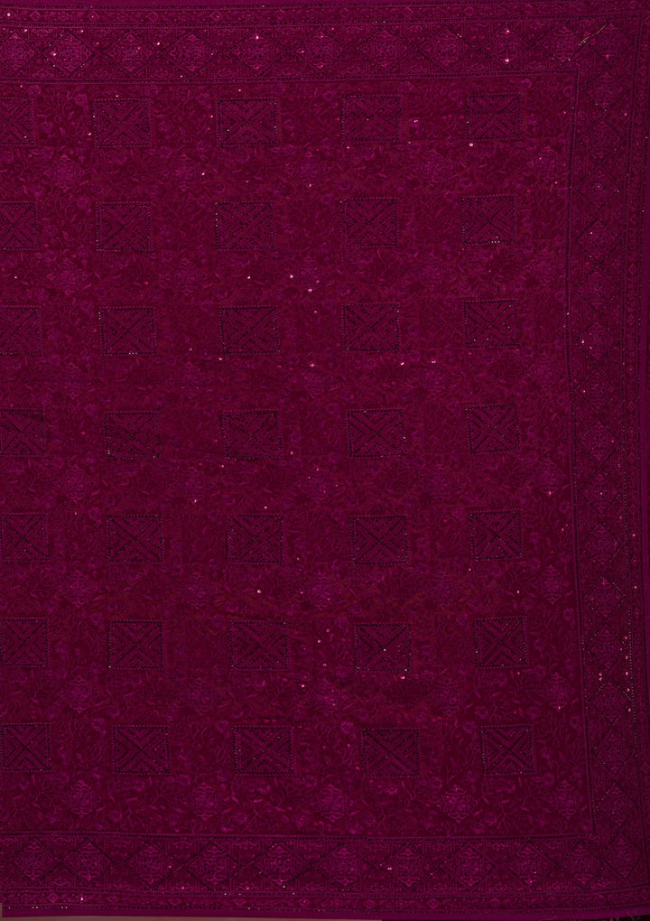 Wine Swarovski Georgette Saree-Koskii