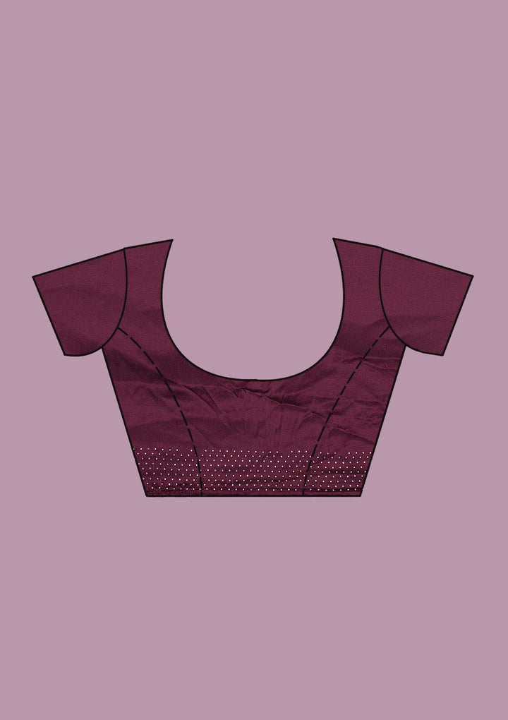 Maroon Zari Work Soft Silk Saree-Koskii