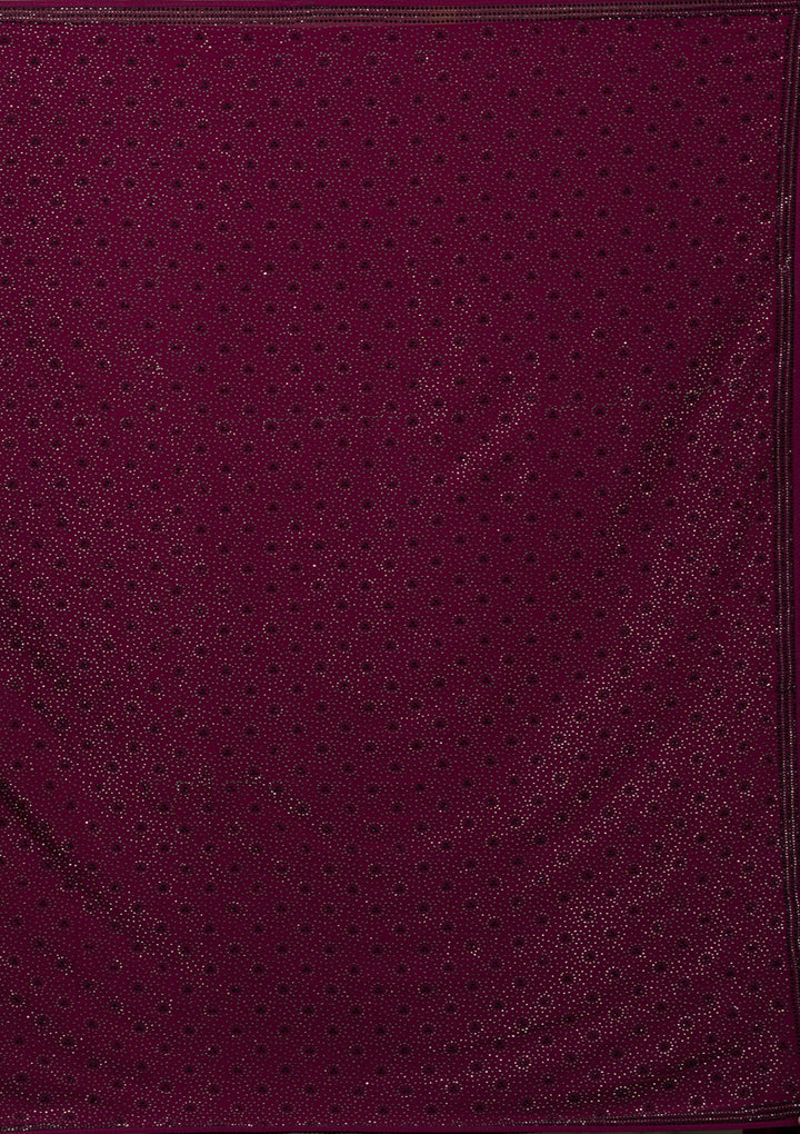 Wine Swarovski Semi Crepe Saree-Koskii