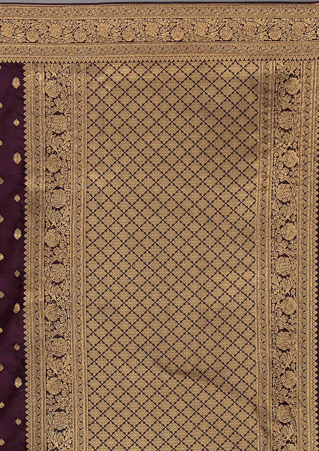 Wine Swarovski Silk Satin Saree-Koskii