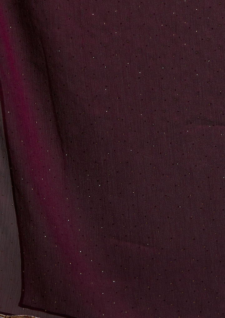 Wine Threadwork Semi Crepe Designer Salwar Suit-Koskii