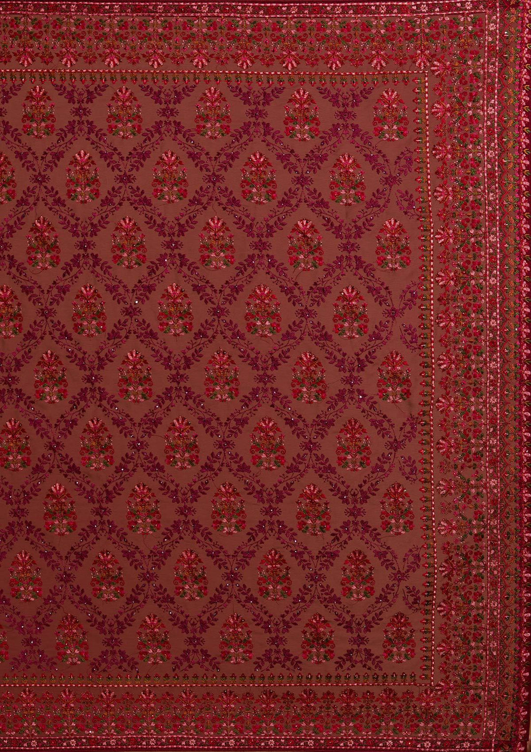 Wine Threadwork Georgette Designer Saree - koskii